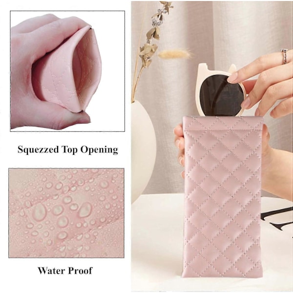 Klämtopp Glasögonfodral, Portabelt Glasögonfodral i Läder Mjuk Solglasögon Organizer Påsar 2-pack