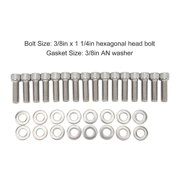 16 stk. Sylinderhodeskruer i rustfritt stål - erstatning for Chevy Big Block BBC 348 396 402 409 427 454 502 motorer