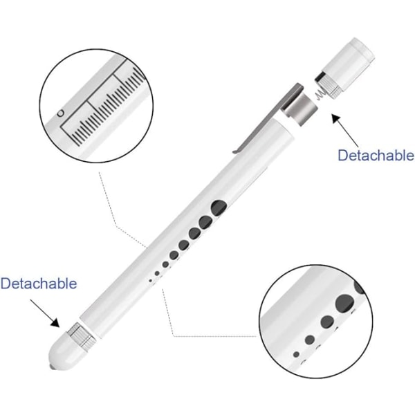 #Diagnostic Nurse Penlight Medical Penlight Pen Torch (2-pack) Återanvändbar medicinsk LED-pennlampa med pupillmätare för sjuksköterskor Läkare med fickklämma#