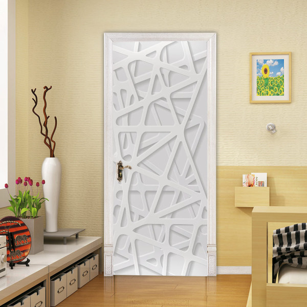 #3D geometrisk dörrklistermärke självhäftande PVC-dekal #