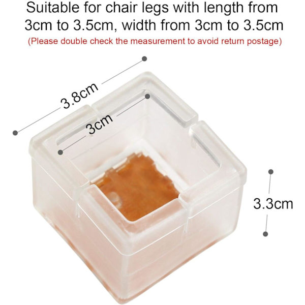 Silikon Stolputebeskyttere, 20 stk - Transparent (Kvadratisk/3-3,5 cm)