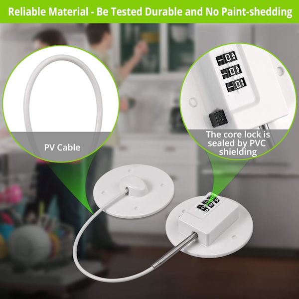 *2 st PVC kylskåpslås Kodlås Kylskåpslås 235mm / 9.3'' PV-kabel Stark 3M självhäftande Ingen borr Barnsäkerhetsskåp Låda*