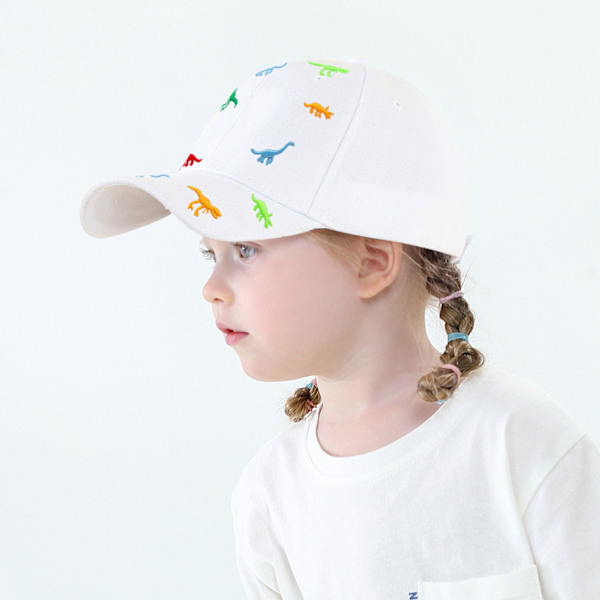 Valkoinen lasten aurinkolippis Dinosaur Baseball Cap kesä säädettävissä