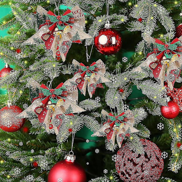 Jul Röd Rosett Band Utomhusrosett För Julgran, Julkransdekor, F