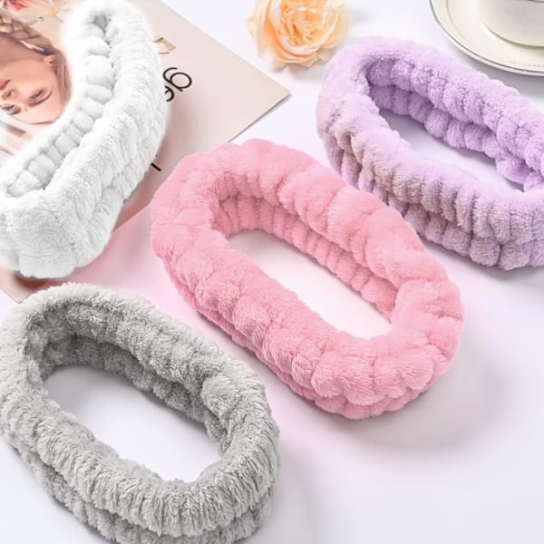4 Makeup-Hårband, Elastiskt Hårband i Mikrofiber, Tvätbart Hårband F
