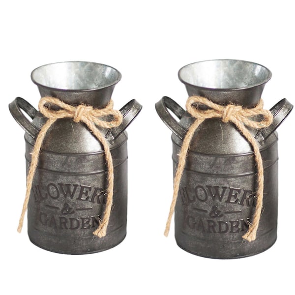 1 st Järnplåt Blomsterbehållare Kaffekanna Retro Dekor (Silver)