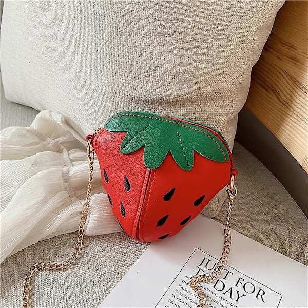 Liten Flicka Jordgubbsväska Barn Mini Crossbody Handväska Mode PU Läder Clutch Axelväska för Barns semestergåva