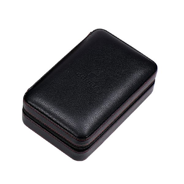 *Bærbar Cigaræske Cedertræ Cigar Cutter Lighter Etui Kreativ Rejse Cigar Værktøj Læder Etui Samling Etui Sort*