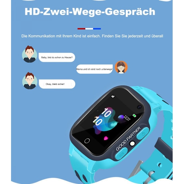 #Blå automatisk ur smartwatch til børn#