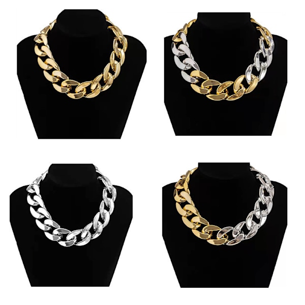 #Sæt af 4 Overdrevne Akryl Store Kæde Halskæder Kvinder Statement Hip Hop Twisted Chunky Tyk Choker Gothic Smykker#
