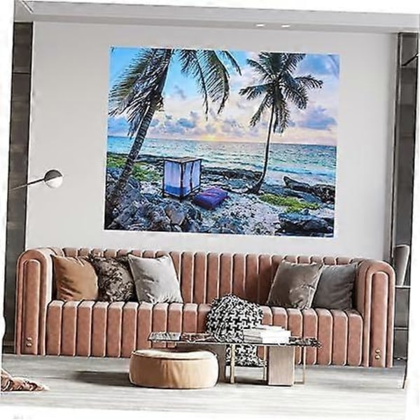 Dekorativ bakgrunnsteppe, palmetreteppe, strandbakgrunnsornament, nautisk veggdekor, strandkappe bakgrunnsteppe, 130*150CMblå