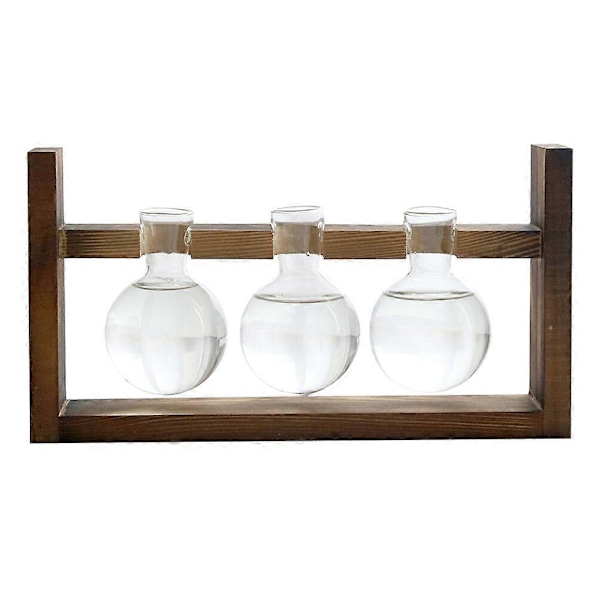 1 st Träställ Glasvas Kreativ Enkelhet Hydroponisk Grön Växtbehållare Modern Stil Skrivbordskonstdekoration (Tre-bolls Vas utan Växt)