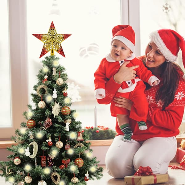 #Åpen stjerne til juletreet - Rød Gull, Topp av treet#