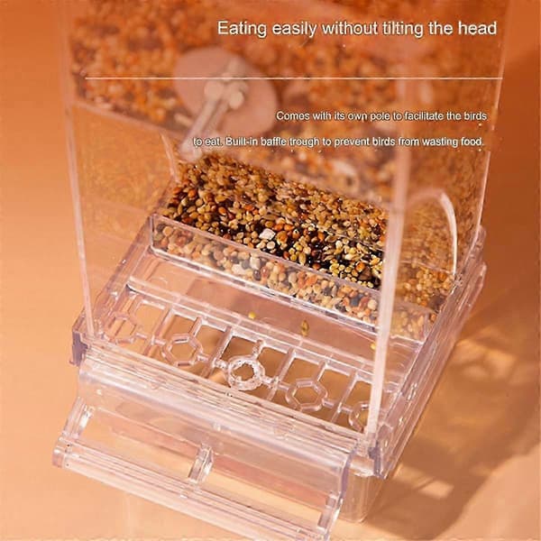 Automatisk Transparent Fuglefoderautomat, Ingen Spild Automatisk Fuglefoderautomat Transparent Madbeholder Bur Dr