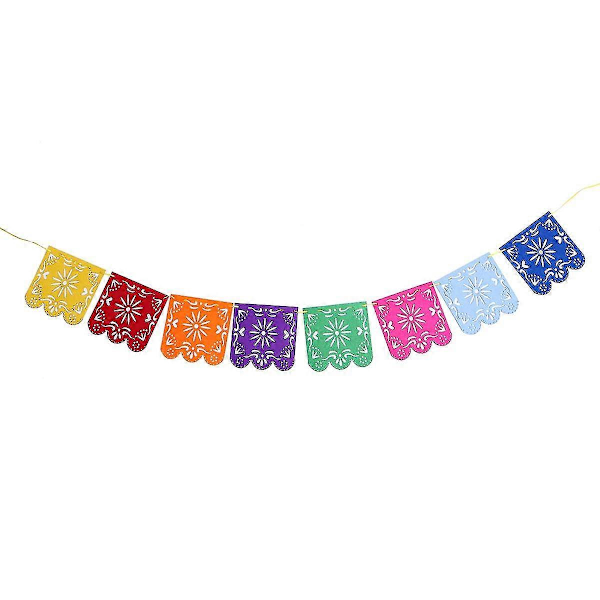 Papel Picado Banner Fyrkantig Filt Livfulla Flerfärgade Blompaneler Silkespapper För Födelsedag Bröllopsfest