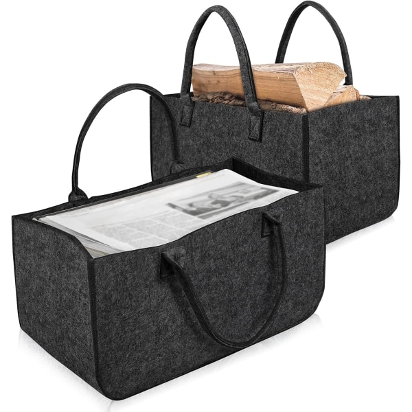 Sæt med 2 filtposer - Foldbare, transportable - Mørkegrå, alsidige