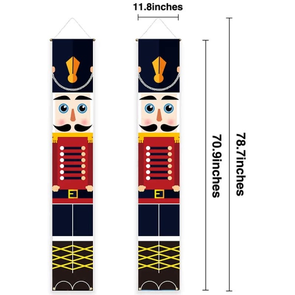 Sæt af 2 Nøddeknækker Julebannere Dekoration til Fordør,