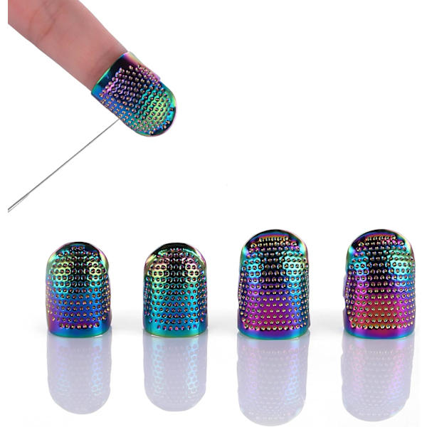 4-pack Glimmande Färgade Metall Finger Skydd för Sömnad, Justerbara