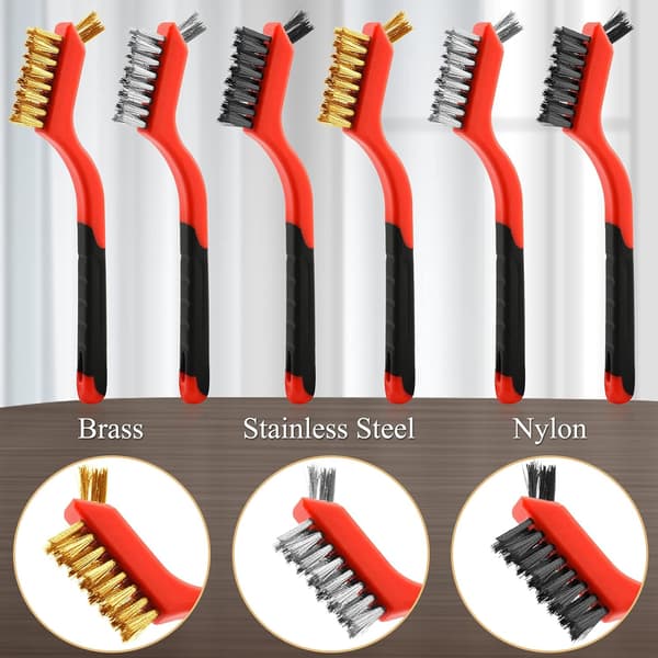 6 stk Messing/Rustfritt Stål/Nylon Tråd børster for rengjøring med