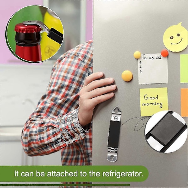 Magnetisk Flasköppnare Klassisk Rostfri Stål Punch Öppnare Burk Tapper Flasköppnare med Magnet (Svart, 4)