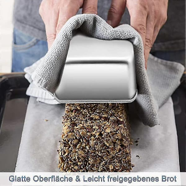 Brødform, sett med 2, brødbakeform i rustfritt stål, rektangulær kakeformgave