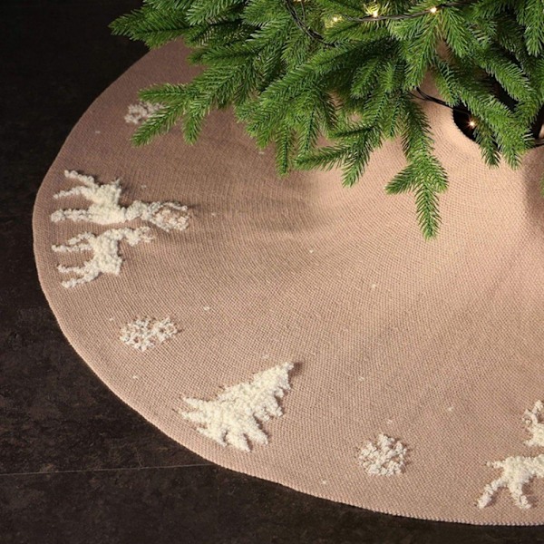 #Beige, 92cm, Juletræstæppe, Træskørt, Elg-Juledekoration#