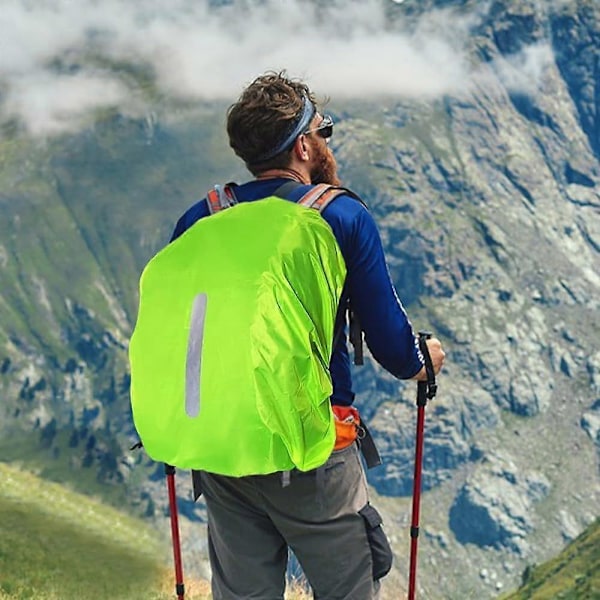 Reflekterende Ryggsekkdeksel, 4 Pakning Skole Ryggsekk Regntrekk Vanntett Ryggsekkdeksel for Fotturer Camping Turisme Sykling, Størrelse M (Passer for 30-40