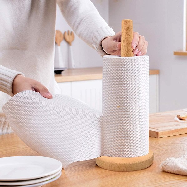 Keittiöpaperiteline, Bambuinen Rullateli Liukumattomin Tyynyin, Pyöreä
