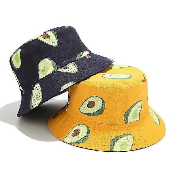 Avocado Bomull Dam Reversibel Bucket Hatt Hip Hop Tryckt Frukt Vår Strand