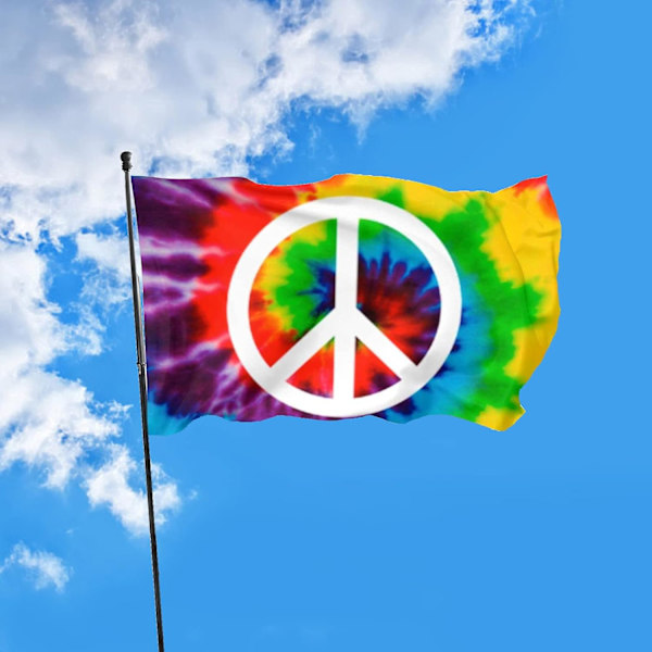 #90x150cm, Fredsflagg, regnbue hippie flagg utendørs dekorasjon#