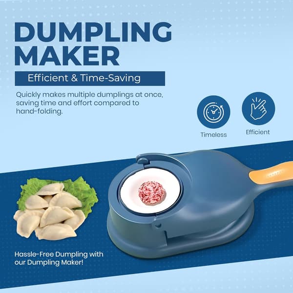 2-i-1 Dumpling Maker Press, Dumpling Skin Maker Machine, Multifunksjonell DIY Manuell Empanada Press, Blå