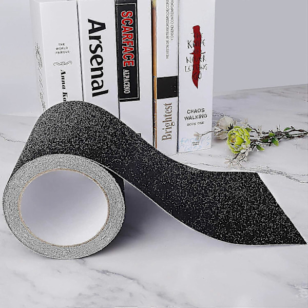 Självhäftande halkskyddstejp för trappor, friktion, slipande 15 cm x 5 m, svart