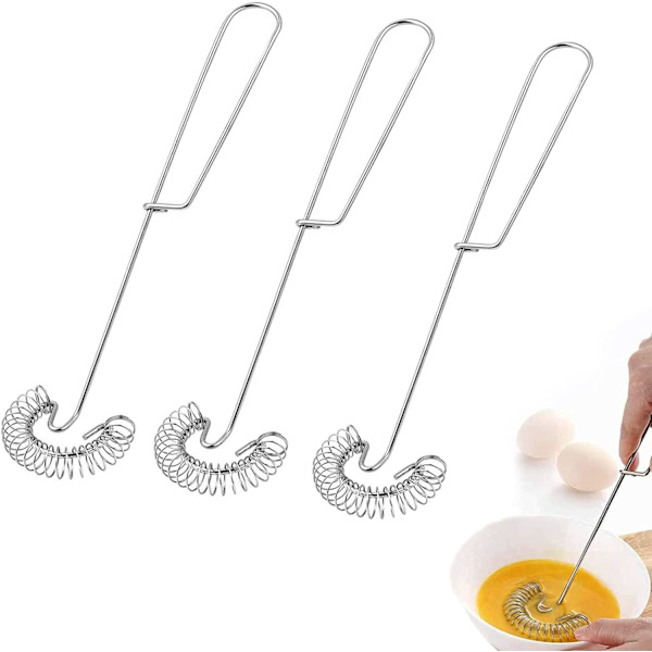3 stk. Rustfrit Stål Snepiskere, Rustfrit Stål Snepisker
