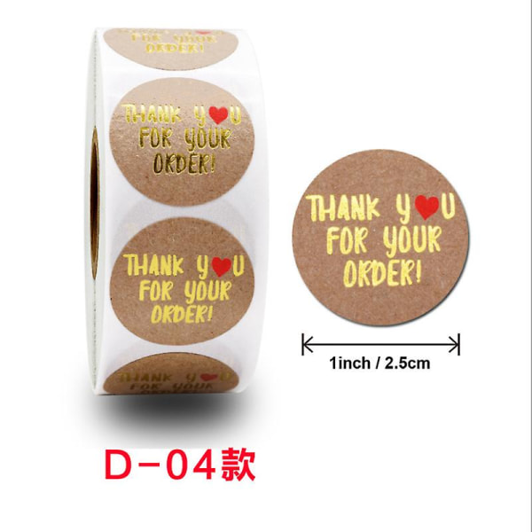 500 st/rulle tackklistermärken Guldfoliepapper för bakning Handgjorda bröllopsförpackningar Presentpapper Sigill Etikett Kraftklistermärken