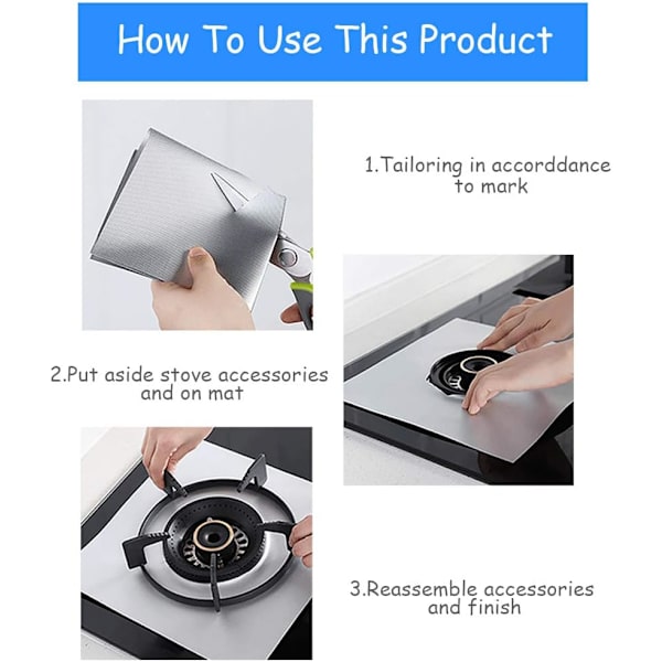 *8 Pakke Gassbrennerdeksler Gjenbrukbare Non-Stick Varmebestandige Gass Bu*