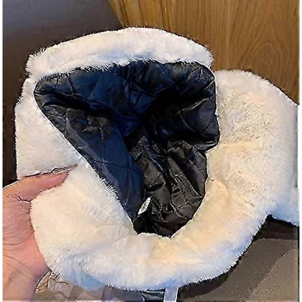 Trapperhatt för damer, fuskpäls, vinterhattar, rysk hatt med spänne, skidcykling, öronlapp, fluffig