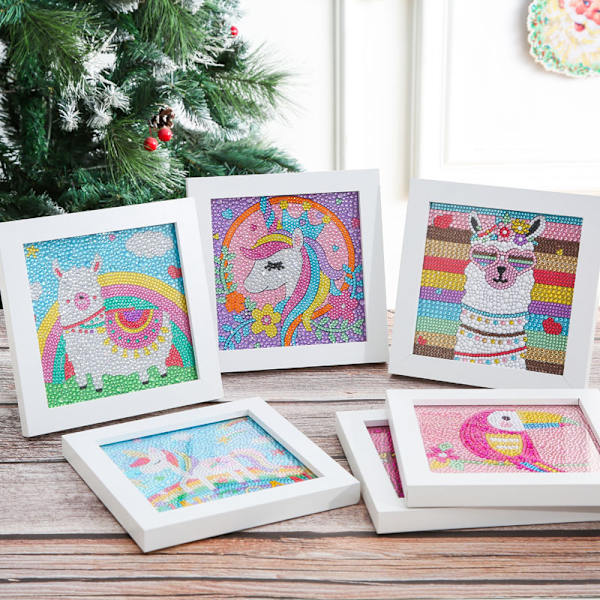 Diamantmålning för barn med kattmotiv och ram, DIY-hantverk