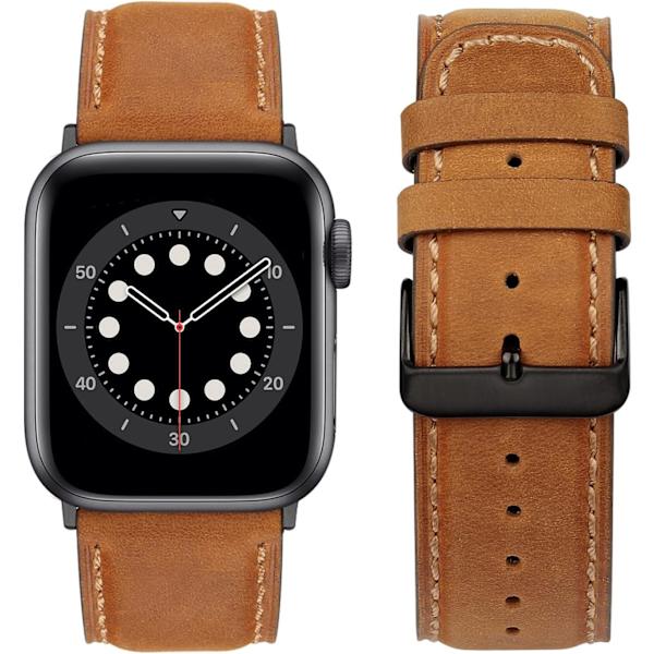 Brun - Kompatibel med Apple-armband 45mm 44mm 42mm 49mm läder