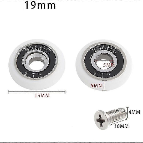 Sett med 8 erstatningshjul for 19mm diameter dusjdør yu