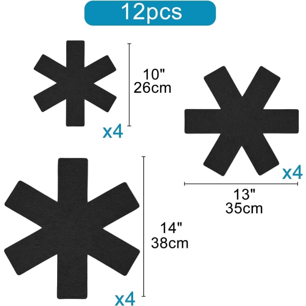 Filt Panebeskyttere, 12 stk. Grytebeskytter og Stekepannebeskytter