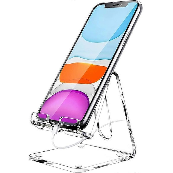 Akryl Mobiltelefonställ, Portabelt Genomskinligt Telefonställ för Skrivbord, Kompatibelt med Phone15 14 13 Pro Max Mini 12 11 Plus SE, Switch, Android Smartphone, P