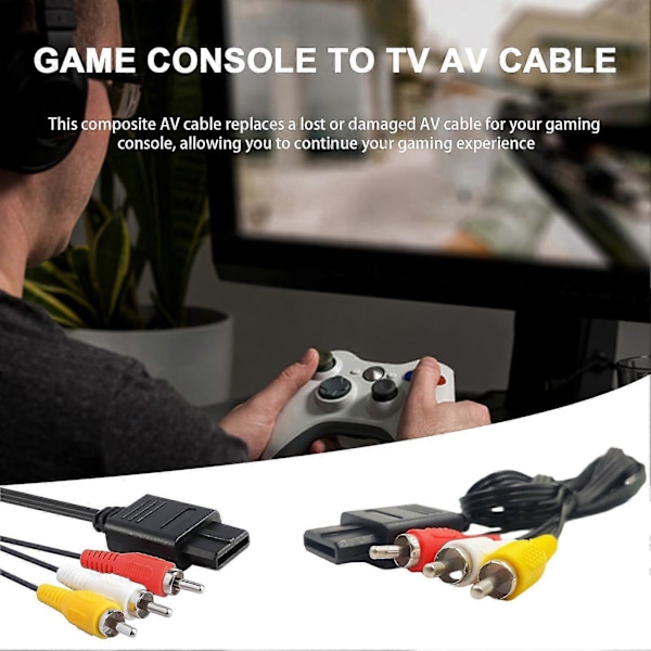 Audio Line HD-kompatibel Stabil Utgang Flerbruks Forbedre Spillopplevelse Spillkonsoll AV-kabel for N64/for Game Cube/for Super-Nintendo