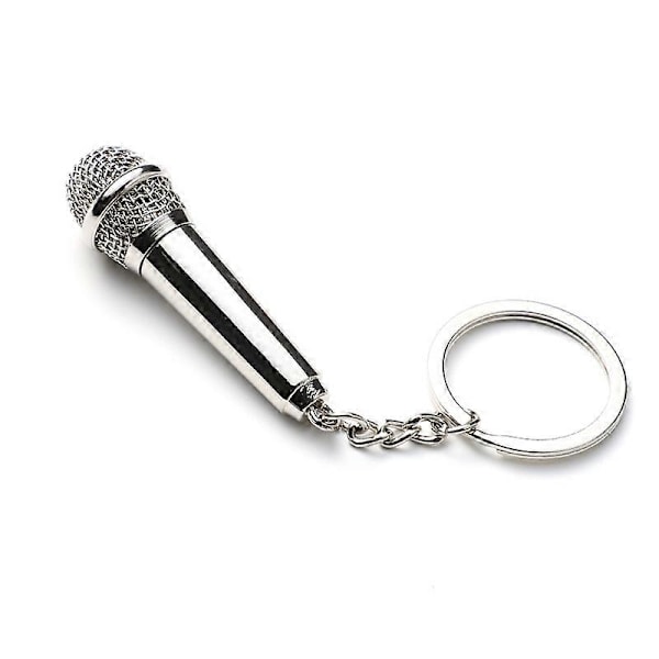 Simuleringsmikrofon Nøkkelanheng Metall Nøkkelring Søtt Design Musikk Gave Mote Nøkkelring Små Smykker Egnet for Forebygging av Nøkkeltap