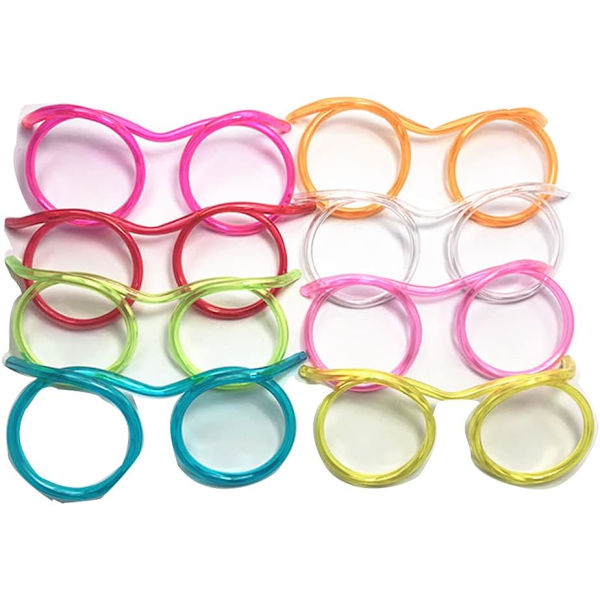 8 Pakk Gjenbrukbare Sugerør for Morsomme Briller (12cm*1m) - for Barn