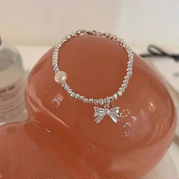 Sløjfe Armbånd, S925 Sterling Sølv Niche Design Knust Sølv Perle Armbånd