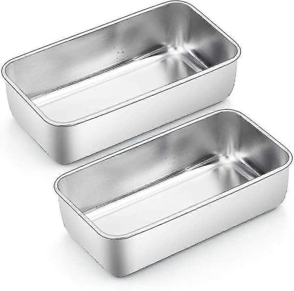 Brødform, sett med 2, brødbakeform i rustfritt stål, rektangulær kakeformgave