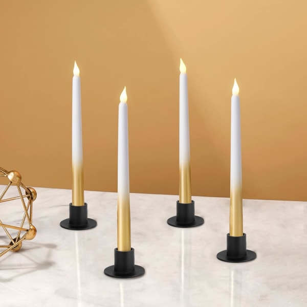 8 st svarta ljusstakar i retrodesign, lantlig stil