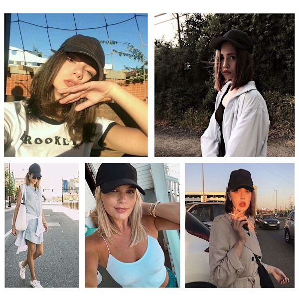 /#/Medium Brun Baseball Cap med Hår Extensions Rett Kort Bo/#/
