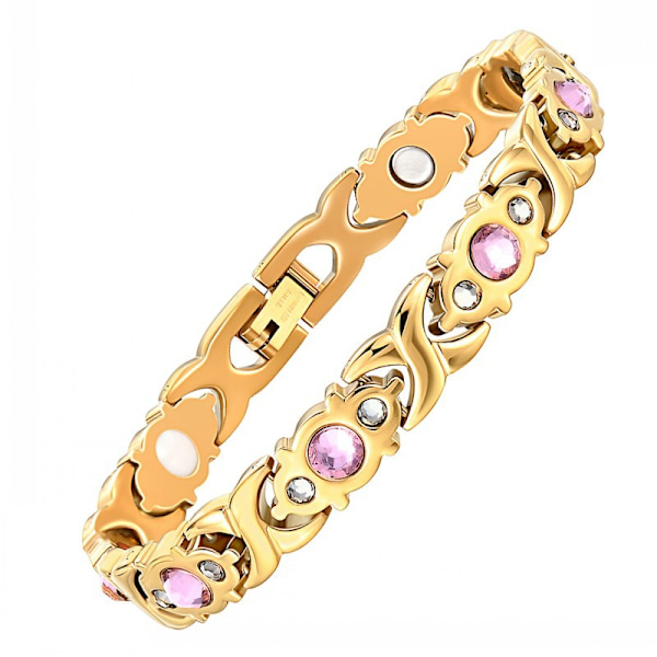 Armband för kvinnor i rostfritt stål med magnetiska stenar, strass och bling