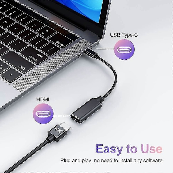 USB-C till HDMI-adapter 4K för Mac OS, kompatibel med Macbook Pro 2019 - 2-pack